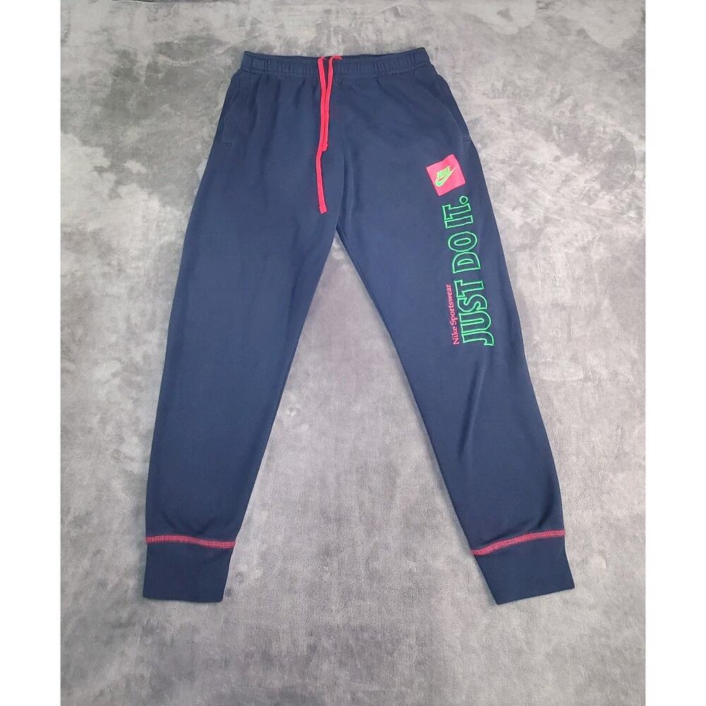 Nike Men's Navy Joggers with Vibrant Accents